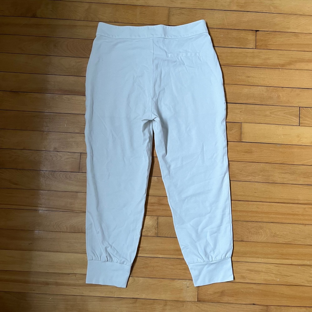 Sarah Pacini White Modal Blend Jogger Pants Made in Italy Size 1 Minimalist - Picture 3 of 6